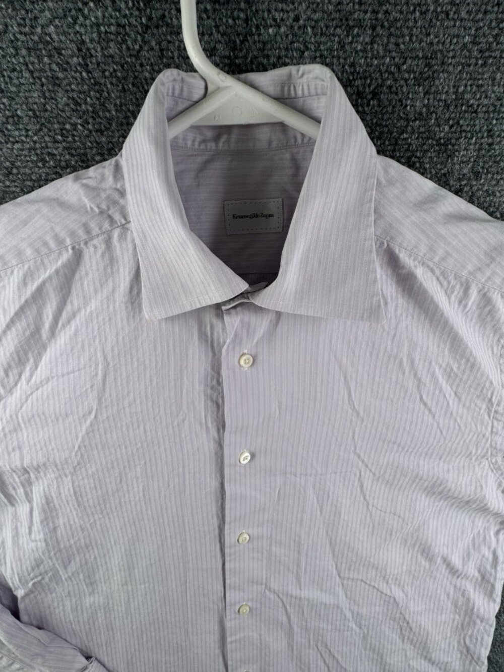Ermenegildo Zegna Long Sleeve Button Up Shirt Men Striped Purple 15.5 Cotton